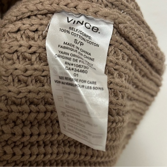Vince Chunky Waffle Knit Sweater Tank Khaki Small - Picture 6 of 6